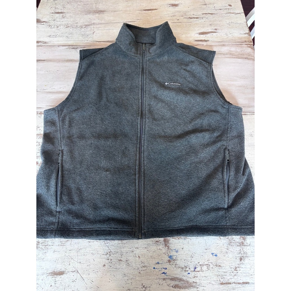 Columbia fleece vest mens XL charcoal grey full zip mock neck gorp core AM1535